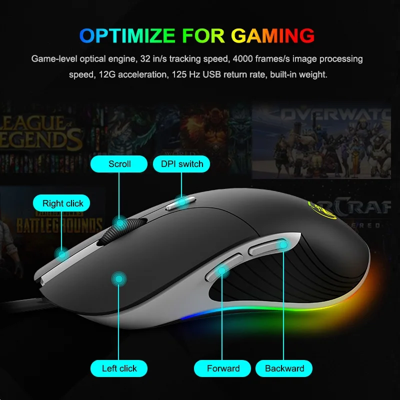 iMice X6 High Configuration USB Wired Gaming Mouse Computer Gamer 6400 DPI Optical Mice for Laptop PC Game upgrade | Компьютеры и офис