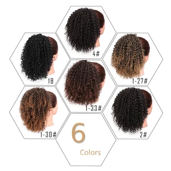 AISIBEAUTY Afro Kinky Curly Hair Extension Drawstring Puff Ponytail Synthetic Clip in Pony Tail  African American Hair Extension 2