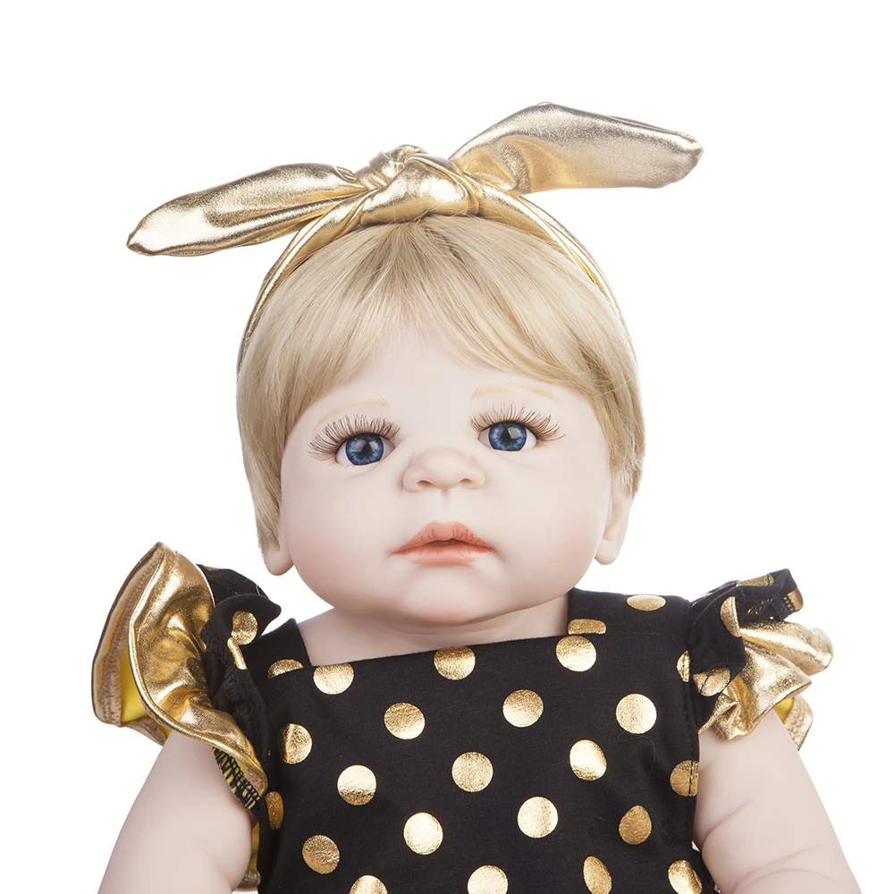 2" Полный силиконовый корпус Reborn Girl Baby Doll Игрушки 55 см Новорожденные принцесса младенцы кукла светлые волосы подарок на день рождения Дети Brinquedos