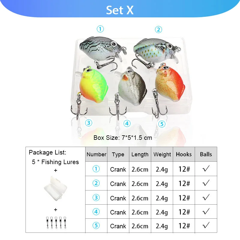 VTAVTA 5 шт. рыболовные приманки набор воблеры и крутящиеся приманки Рыболовная коробка для воблеров плавающая искусственная приманка набор жесткая приманка рыболовные снасти