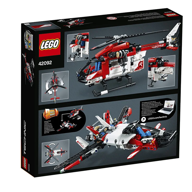 

Helicopter Group 42092 Boy Machinery Technic Rescue Assembled Small Particles Building Blocks Toy