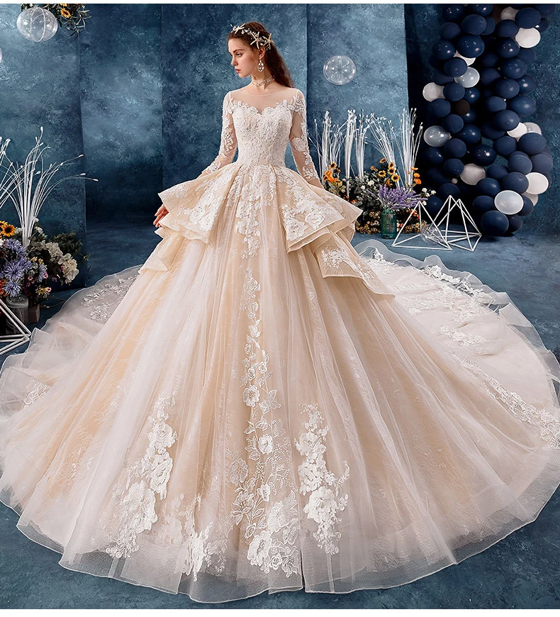Элегантные большие Размеры материнство, свадебные платья свадебное платье, украшенное бусинами Элитная одежда шампанское золото Vestido De Novia свадебное платье