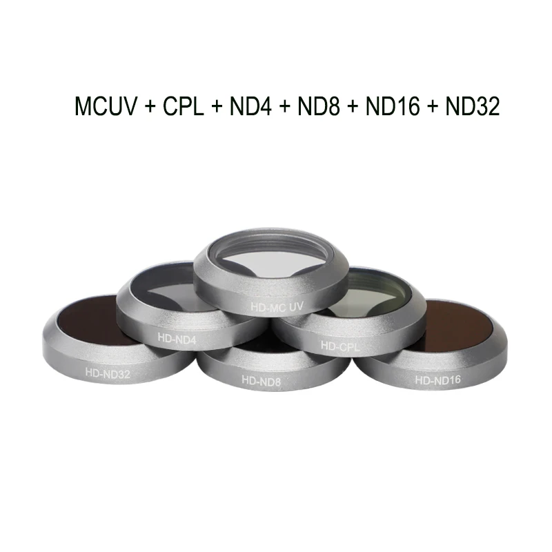 6pcs set Объектив для беспилотника фильтр для DJI Mavic 2 Zoom Gimbal камера UV CPL ND4 ND8 ND16 ND32 стекло нейтральная плотность поляризационный светильник фильтр - Цвет: 6pcs set