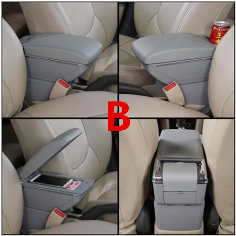 Turnable CAR ARMREST For NISSAN MARCH MICRA K13 MK4 IV(2010-) Storage box Arm rest with cup holder ashtray Console box - Название цвета: B style gray