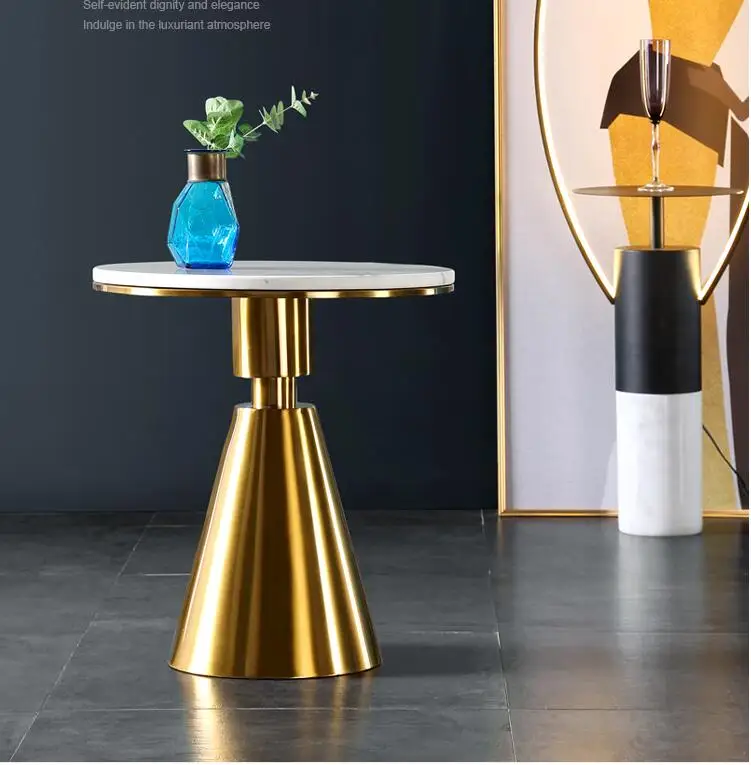 

Nordic marble edge a few modern contracted sofa move light luxury stainless steel edge a few corner ark a few small circle a few
