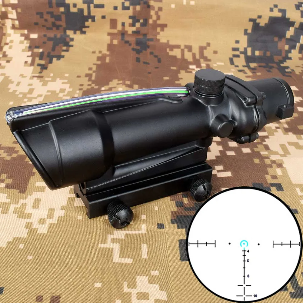 ACOG 5x35 Hunting Riflescope Dual Illuminated Chevron Red Green Cross Fiber Scope Reticles Tactical Rifle Optical Sight - Цвет: Синий