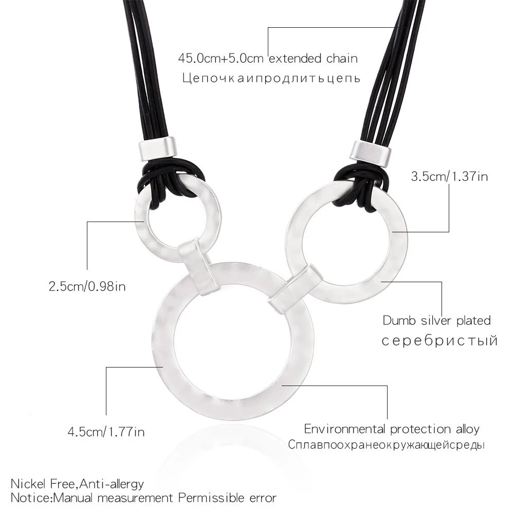 Золотой серебряный круглый кулон большое ожерелье для женщин кожаный чокер с цепочкой геометрическое массивное ожерелье Модные ювелирные изделия Прямая поставка