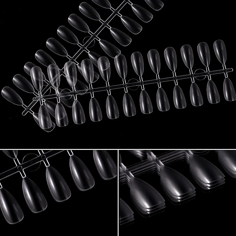 Накладные ногти 24 шт. съемные прозрачные белые накладные гробы художественные