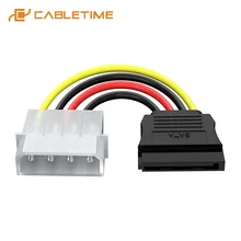 Cabletime 4 Pin IDE Molex Male to 15 Pin Sata Serial ATA Male to Molex IDE 4 Pin Female Hard Drive Adapter Power Leads Cable C06 Cabletime 4 Pin IDE Molex Male to 15 Pin Sata Serial ATA Male to Molex IDE 4 Pin Female Hard Drive Adapter Power Leads Cable C06