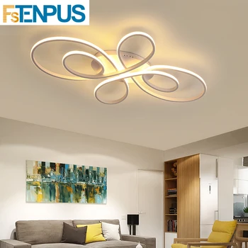 

New Hot RC White/Coffee Modern Led Ceiling Lights For Living Room Bedroom Study Room Dimmable Ceiling Lamp Fixtures