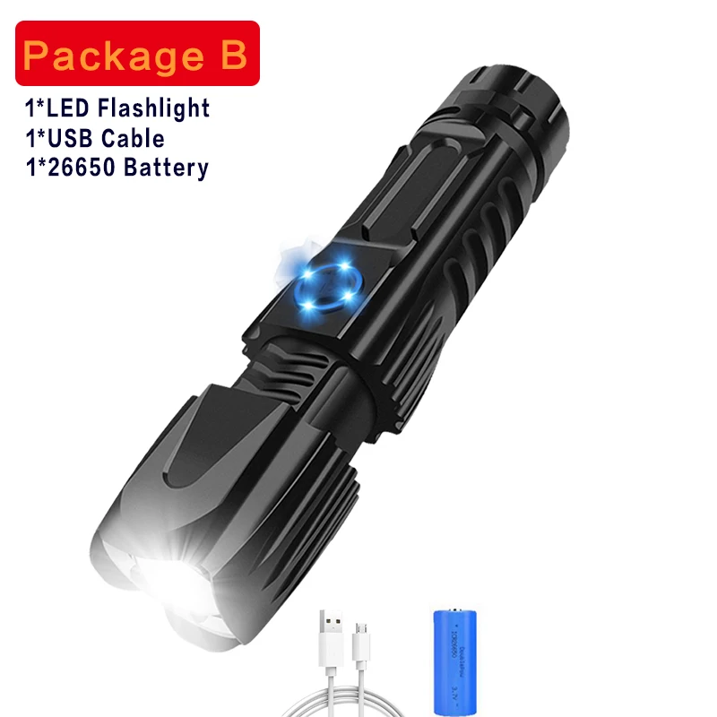 Большинство Мощность Фул XHP90.2 светодиодный тактический вспышки светильник высокого Мощность Водонепроницаемый масштабирования фонарь практичный T6/XHP50 светодиодная вспышка светильник использовать 18650 батарея - Испускаемый цвет: Package B