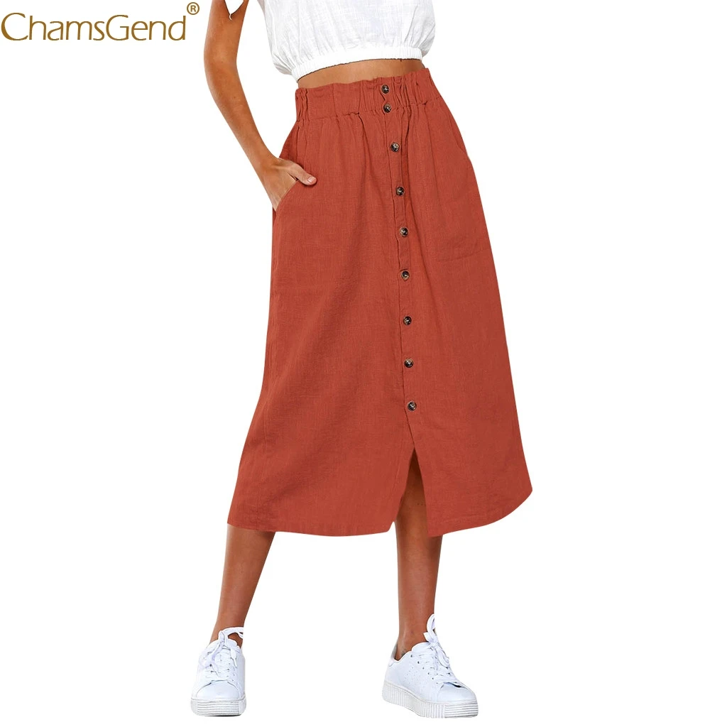

Bohemia Daily Summer Long Skirts Womens Maxi Skirt Polyester Solid Button Beach Wrap Maxi Long Skirt Skirts Plus Size Jul