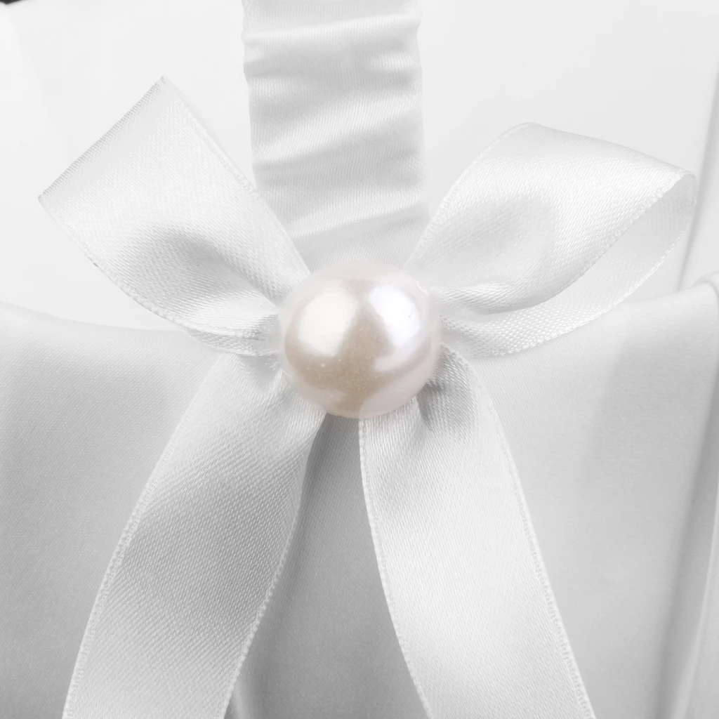 Wedding Satin Flower Basket,Romantic Bowknot Party Rose Flower Girl Basket