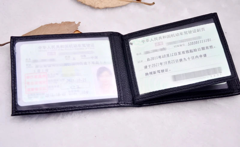 Подлинная кожа ID/держатель кредитной карты Двойные RFID Бумажник водительские права держатель кредитной карты мужские бумажники, кошельки карман