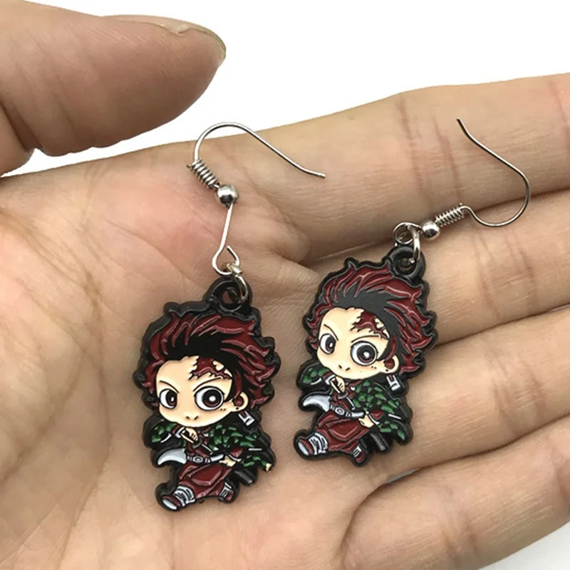 Japanese Anime Demon Slayer Wholesale Cosplay Prop Kimetsu No Yaiba Tanjirou Kamado 1 Pair Earrings Accessores | Тематическая