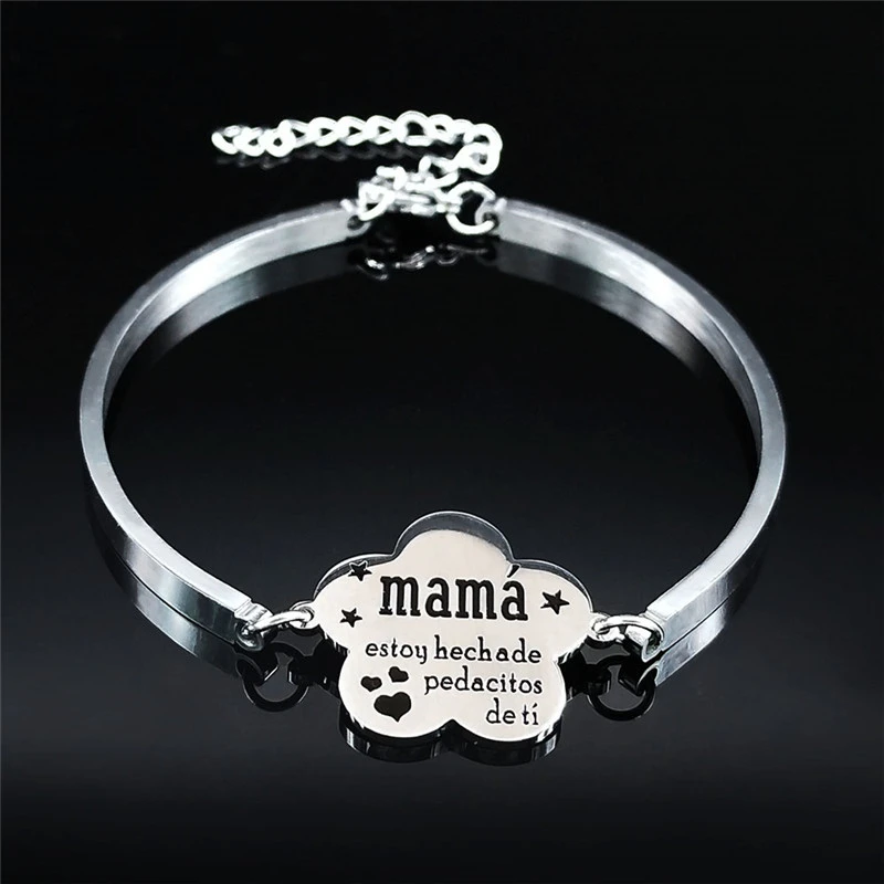 Fashion Mama Stainless Steel Statement Bracelet Mama Gift Silver Color  Bangle Jewelry Pulseras Acero Inoxidable Mujer B1 - Bangles - AliExpress