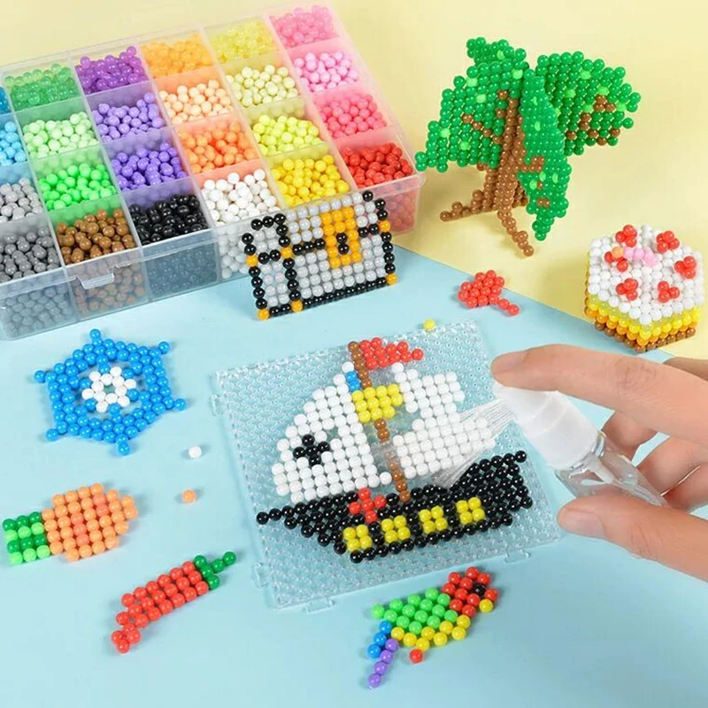 6000Pcs/Set 4.5mm DIY Water Spray Magic Beads Kit Animal Molds Hand Making 3D Beads Puzzle Educational Beads Children Toys