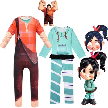 

Ralph Breaks the Internet Cosplay kids Jumpsuits+mask Vanellope Von Schweetz Carnival Christmas Halloween Costume for kids Girls