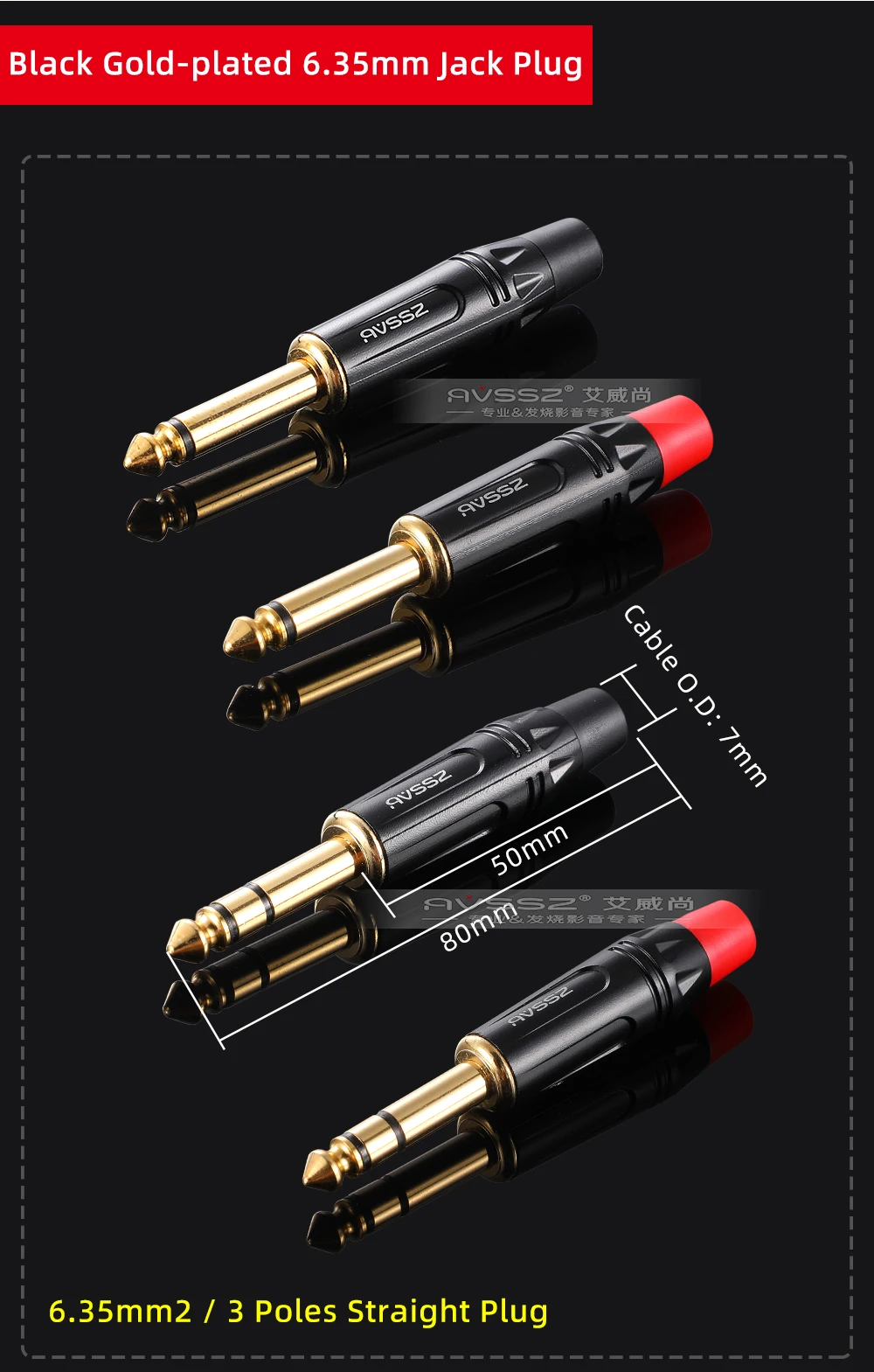 6,35mm TRS Stereo-Audiokabel 1/4" Stecker auf Stecker Symmetrischer Anschluss für Lautsprecher Verstärker Mixer Aufnahmekabel – Detail 5