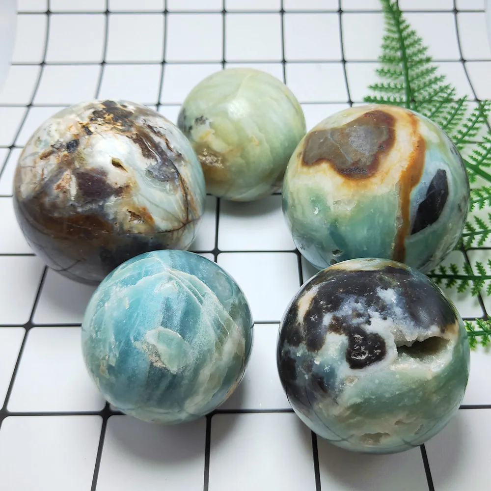 

50-70mm Crystal sphere Very beautiful Natural skyblue jasper quartz ball Amazonstones gemstone balls Reiki healing