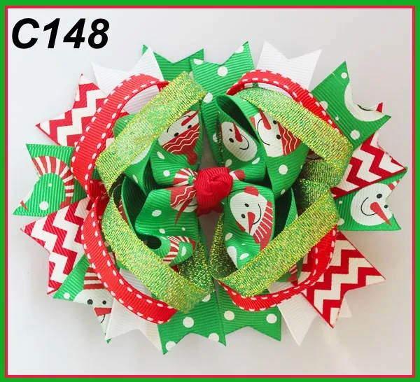 B 15 шт. рождественские банты для волос карамельный тростник бант Санта заколка для волос олень праздник веселая Рождественская бабочка - Цвет: 141024148