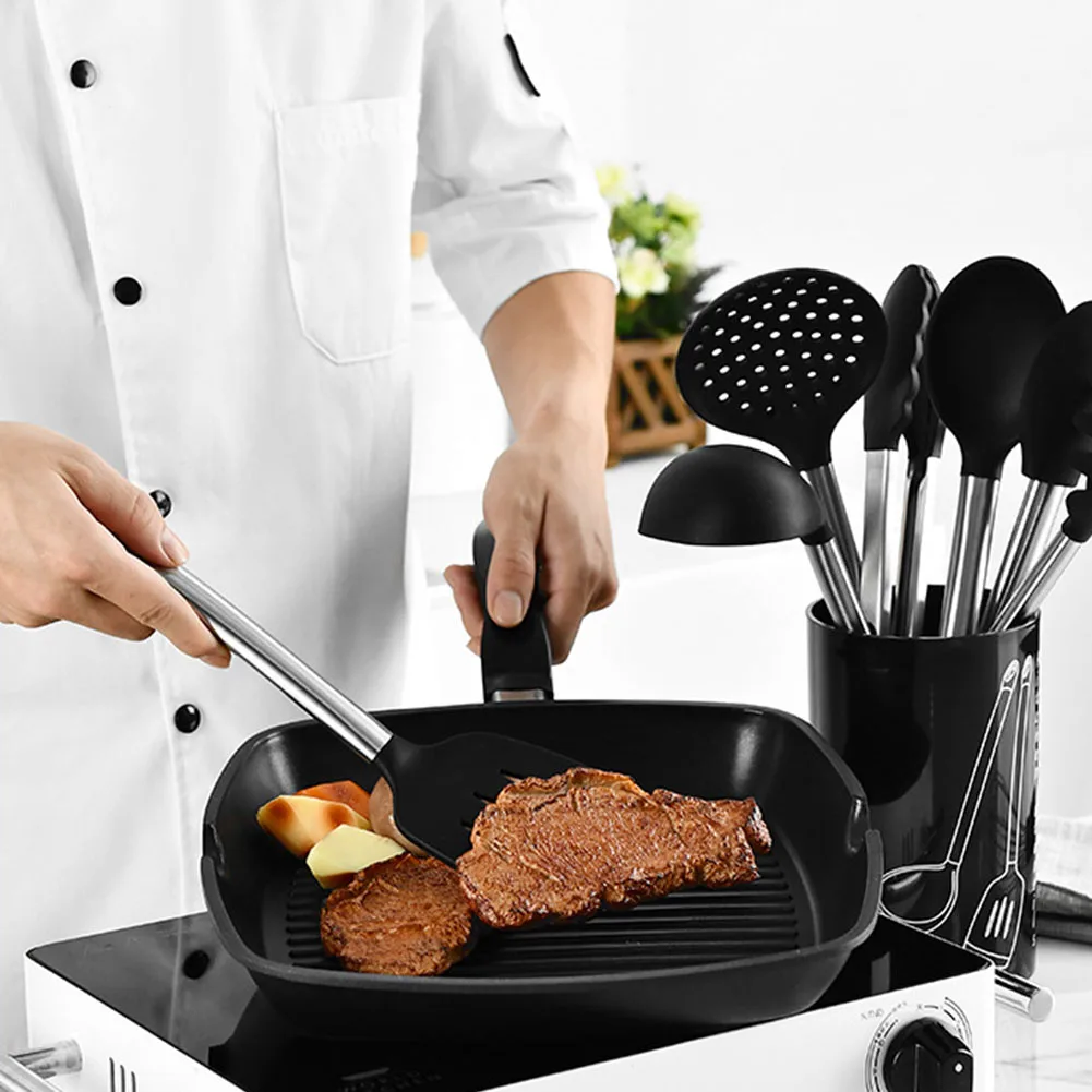 8pcs/set Spatula Heat Resistant Home Cooking Kitchen Utensils Strainer Stainless Steel Spoon Whisk