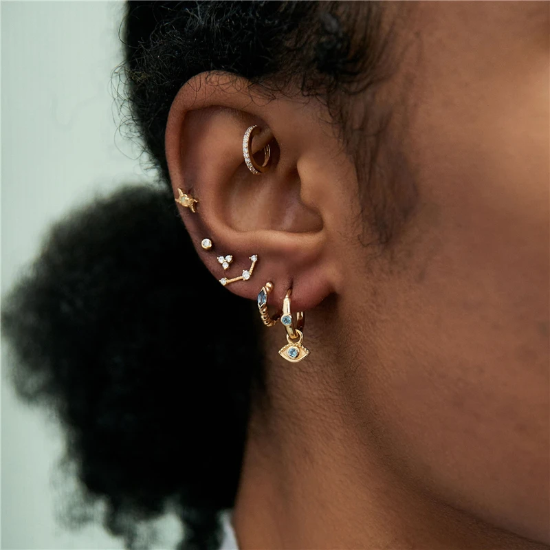 BOKAO 2021 Trend Earrings For Women Earrings Silver 925 Angel Eyes Hoop Earrings Piercing Jewelry Bijoux Femme Cartilage Серьги
