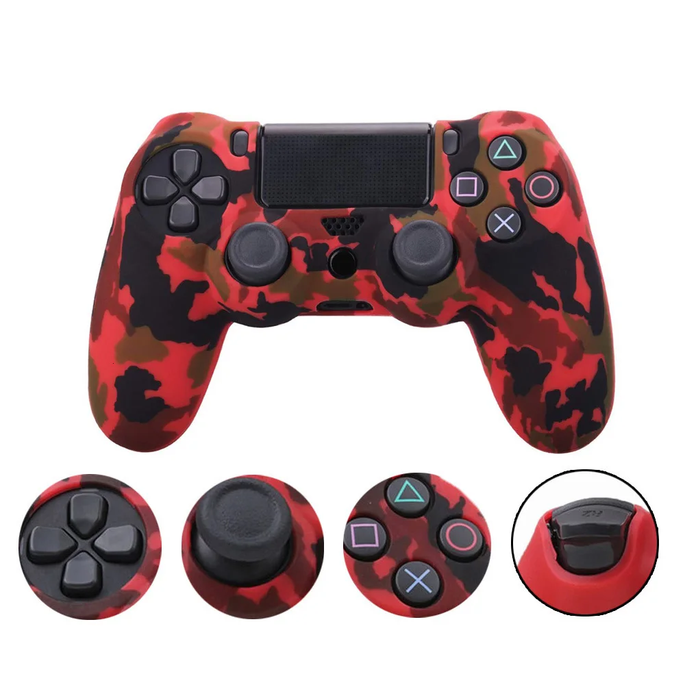 ZOMTOP для sony Dualshock 4 PS4 DS4 Slim Pro контроллер силиконовый камуфляжный чехол защитная кожа+ ручка для большого пальца колпачки для Play Station 4