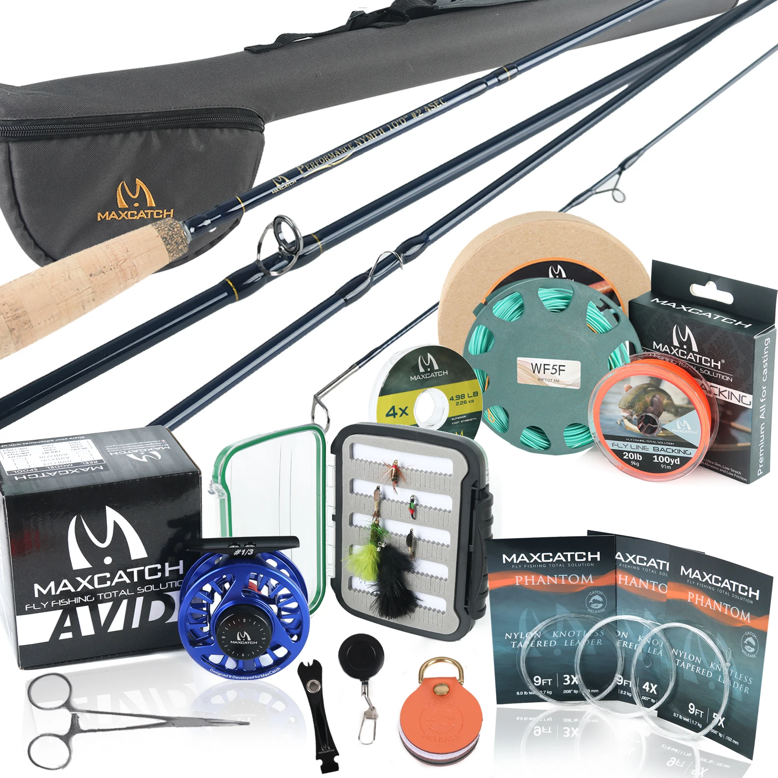US $169.00 Maxcatch Performance Nymph Fly Rod Kit 234wt Complete Fishing Outfit 10FT Medium Fast Action Fly Fishing Rod Reel Line Flies