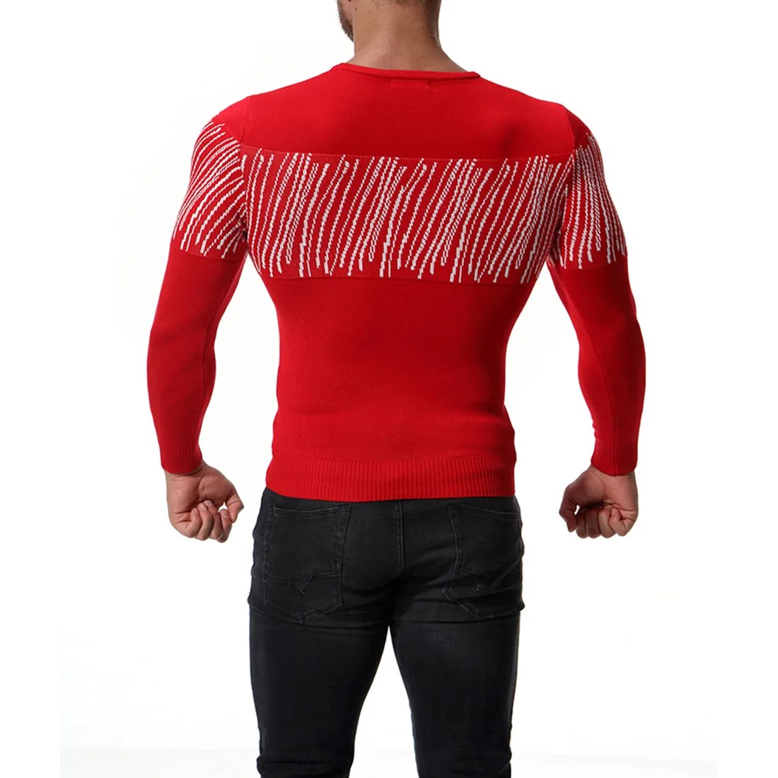 Новые осенние Для мужчин с круглым вырезом и рукавами свитер Slim Fit шерстяная рубашка для детей, свитер Для мужчин