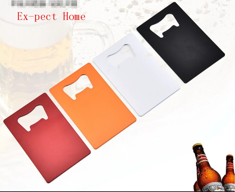 

100pcs Wallet Size Stainless Steel Opener 4 Colors Credit Card Beer Bottle Opener Business Card Bottle Openers Wholesale