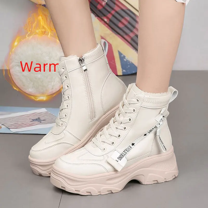 Online Women Winter Boots Fur Women s Chunky Boots Platform Sneakers Combat Boots Woman White Sneaker Boots Ankle Boots Anfibi Donna