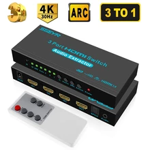 SGEYR 3x1 HDMI коммутатор с аудио выход оптический SPDIF 3 порта HDMI аудио коммутатор коробка селектор аудио экстрактор сплиттер 4 к x 2 к ARC 3D