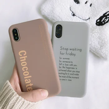 

Cute Letter Chocolate Soft Silicone Matte Case For iphone 8 6 6S 7 Plus 5 5S SE 2 2020 Capa For iPhone 11 Pro XS Max XR X Cover