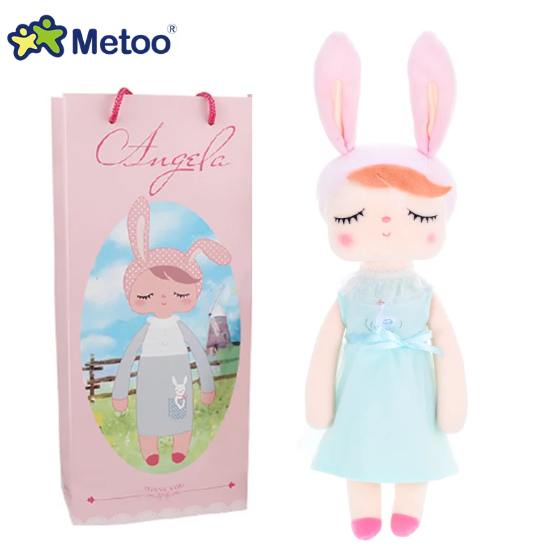 В коробке Metoo Кукла Kawaii плюшевая мягкая плюшевая животные детские игрушки для девочек и мальчиков на день рождения Рождество Кролик Анжела - Цвет: Небесно-голубой