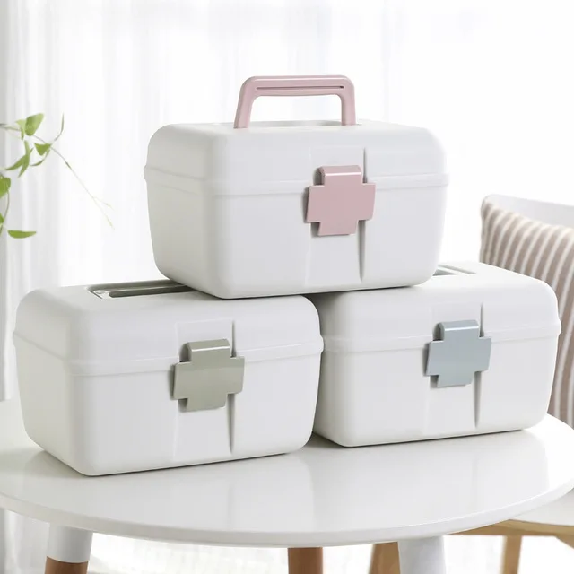 

Children's small medical kit first aid kit home multi-layer large portable medicine box plastic medicine storage box family