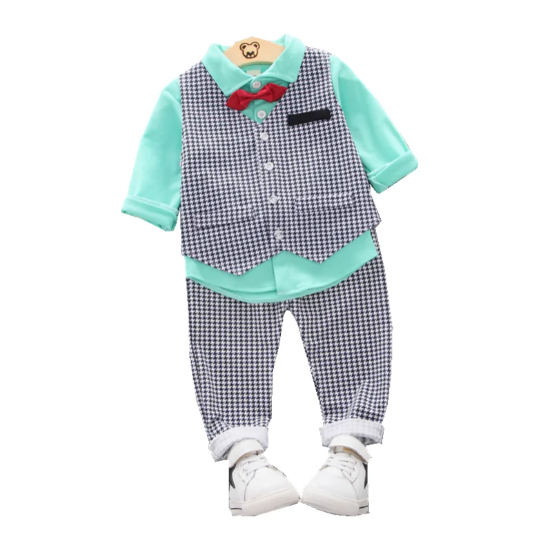 

Fashion Children Clothes Suits Spring Autumn Baby Boys Clothing Kids Cotton Vest Shirt Pants 3Pcs/sets Toddler Gentleman Costume
