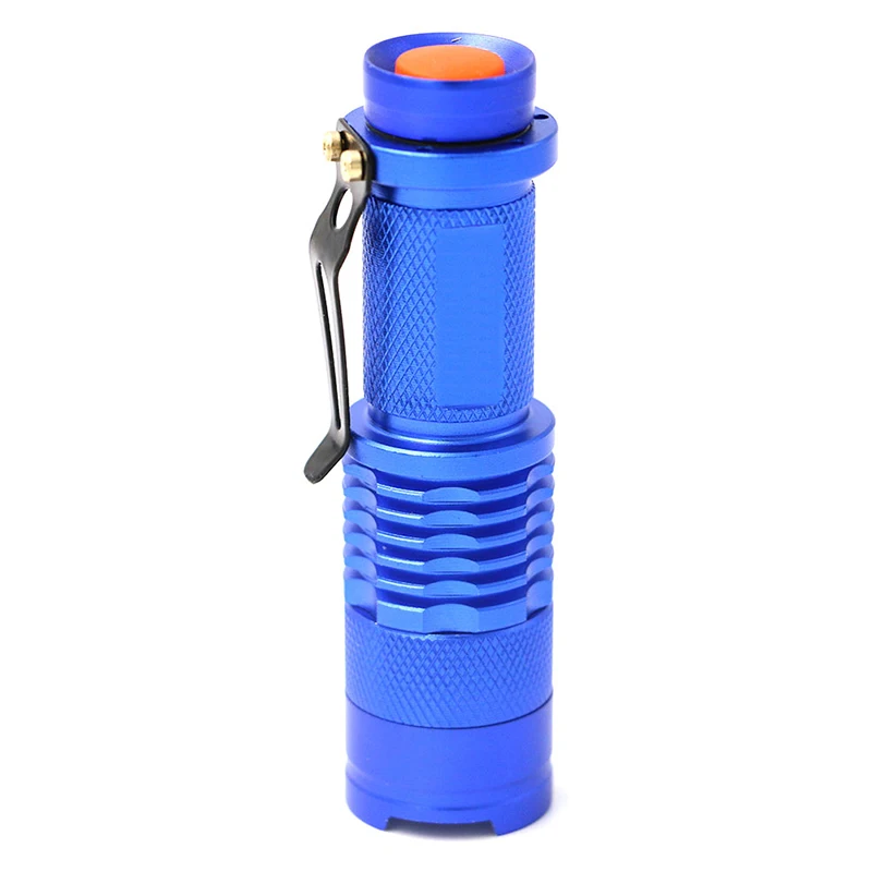 Blue ZK20 мини-фонарик Q5 светодиодный фонарь AA/14500 Регулируемый зум водонепроницаемый наружный фонарь фонарик в виде авторучки Прямая поставка - Испускаемый цвет: Blue