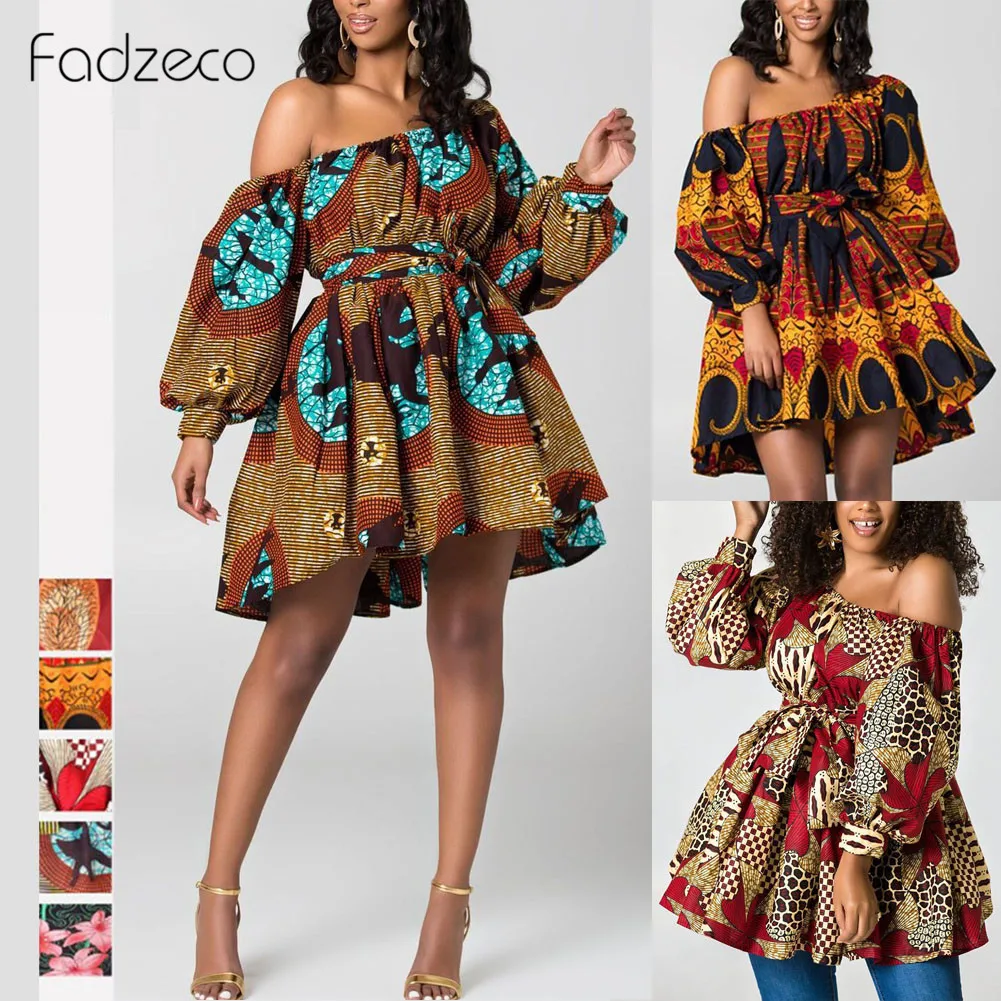 Fadzeco новые модные африканские платья для женщин Летнее мини платье с одним
