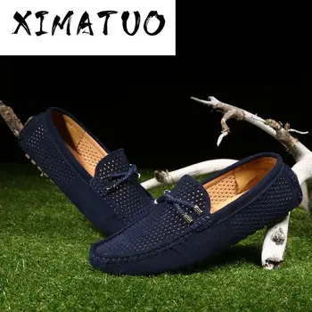 

Summer Genuine Leather Men Shoes Casual Driving Shoes Mocassin Soft Breathable Men Flats Brand Suede Men Loafers with Fur Winter