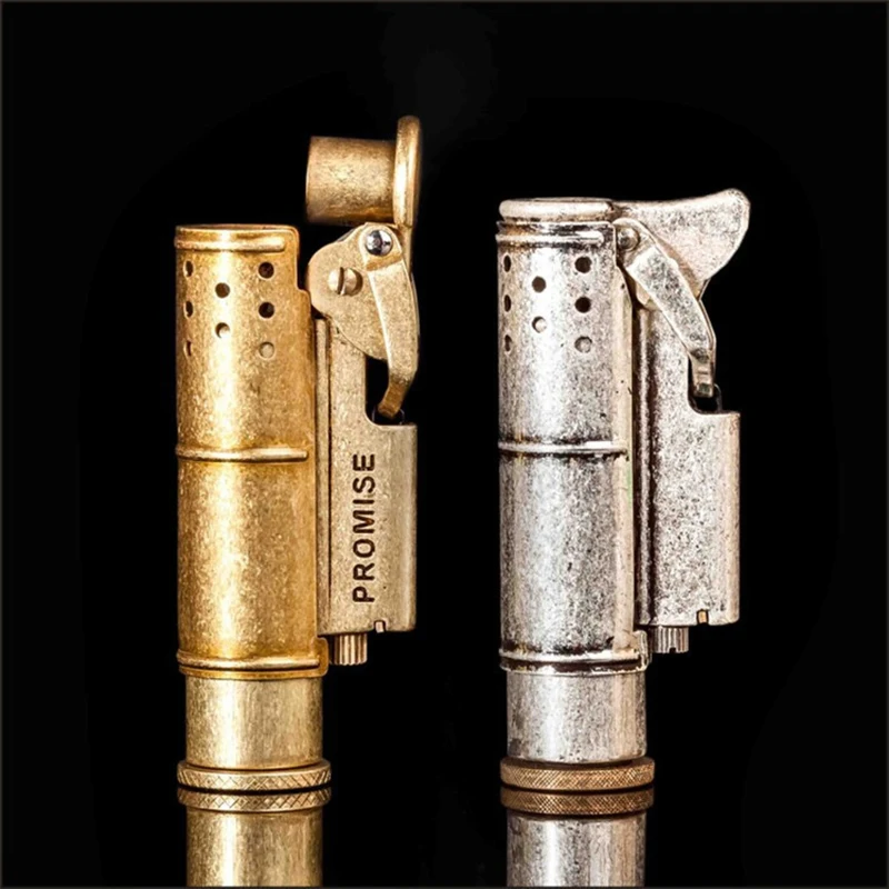 

Copper Classic Retro Gasoline Lighter Flint Lighter Trenches Pure Cigarette Petrol Windproof Free Fire Inflated Metal Gadgets