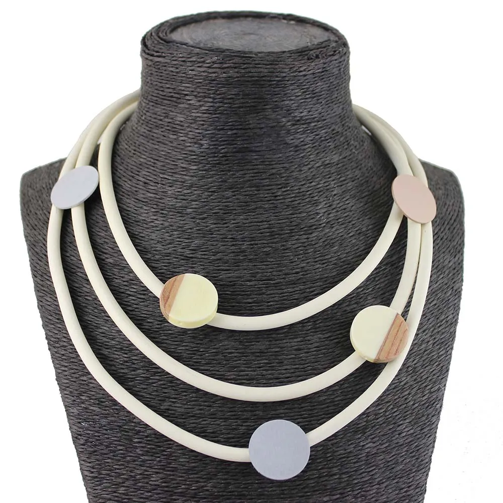 Простой резиновый колье ожерелье для женщин геометрический круг дерево эффектное ожерелье s Collier винтажные богемные Панк ювелирные изделия