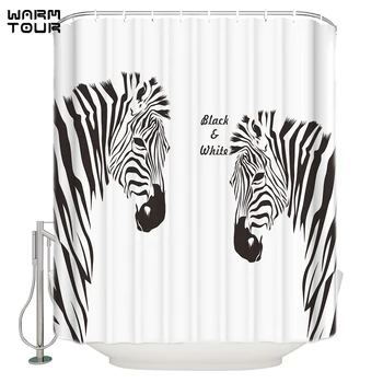 

Zebra Shower Curtain Animals Bathroom Curtain Waterproof Washable Bath Curtain Customized