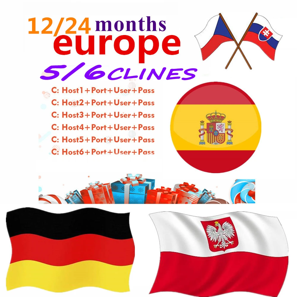 

New 4/5/6 Line Cccam European Server 1080p Cline DVB-S2 satellite receiver for Spain/Italy/German gtmedia V8 nova V7s HD