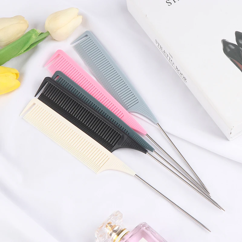 1pc Fine-tooth Metal Pin Anti-static Hair Style Comb Hairdressers Hair Styling Tool For Beauty