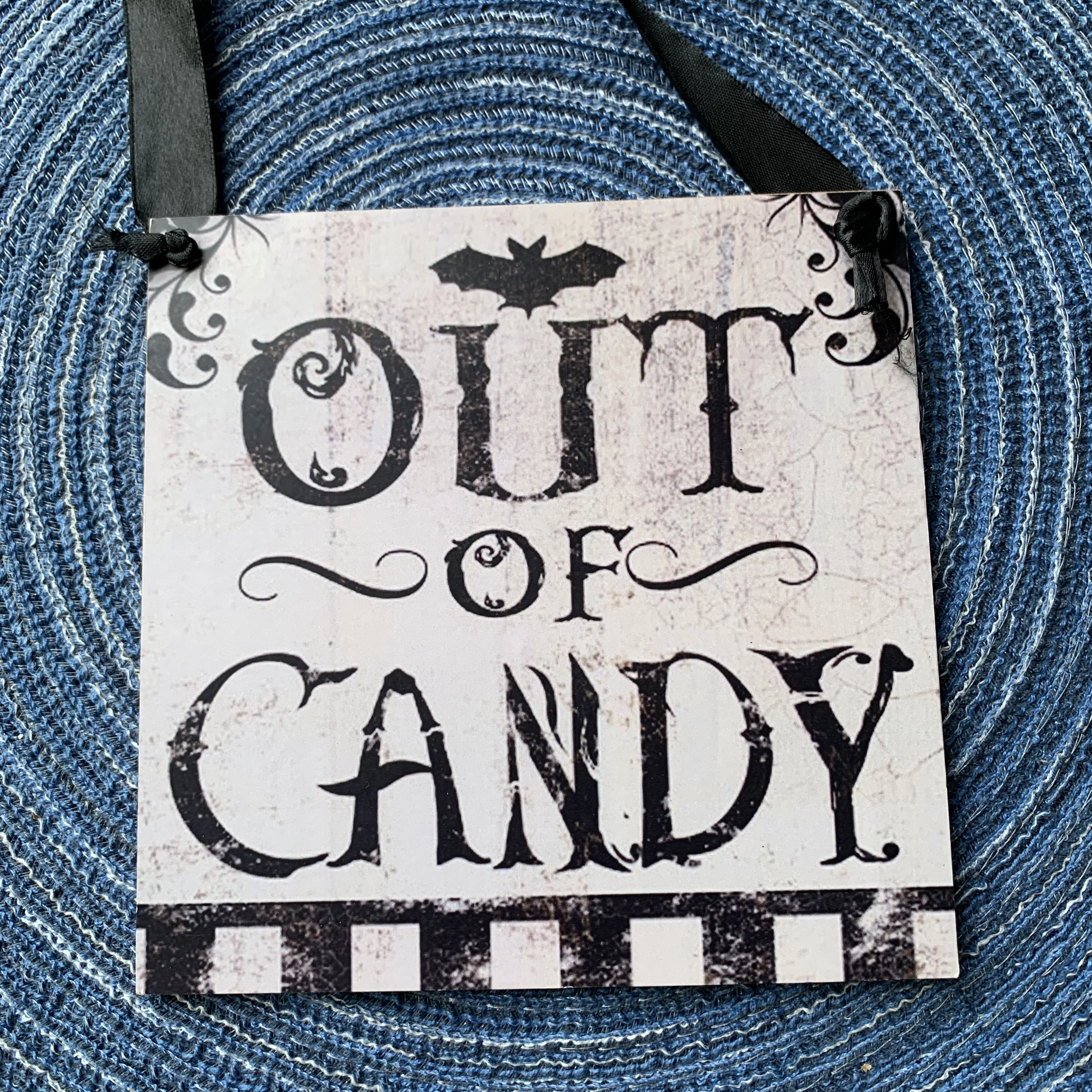 Halloween Store Room Sign Decoration Halloween Supplies Sign Out Of Candy Ribbon Hanging Rope Square Convenient Wooden Listing