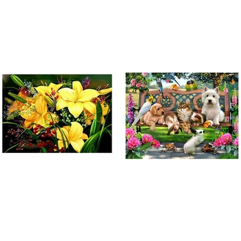

30 x 40cm DIY 5D Animal Diamond Painting Cat Dog Rabbit Pattern & Full Diamond Round Diamond "Yellow Flower"