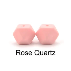 LOFCA 20PCS Hexagon Silicone Beads - BPA - Free Food Grade (Rose quartz)