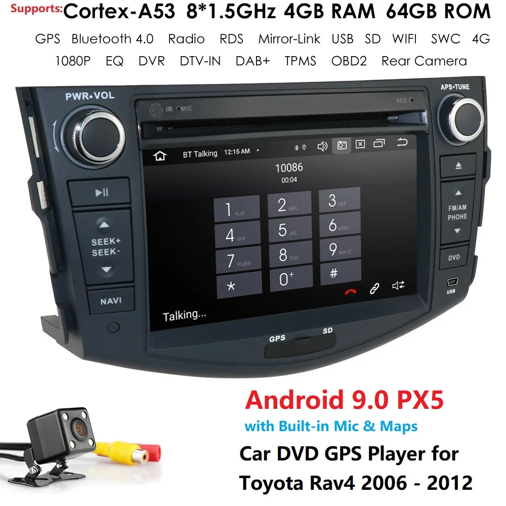 7''DSP IPS 8Core 2din Android 9.0 Car DVD Player for RAV4 Rav 4 2007 2008 2009 2010 2011 Car Radio GPS Navigation Wifi Player 4G