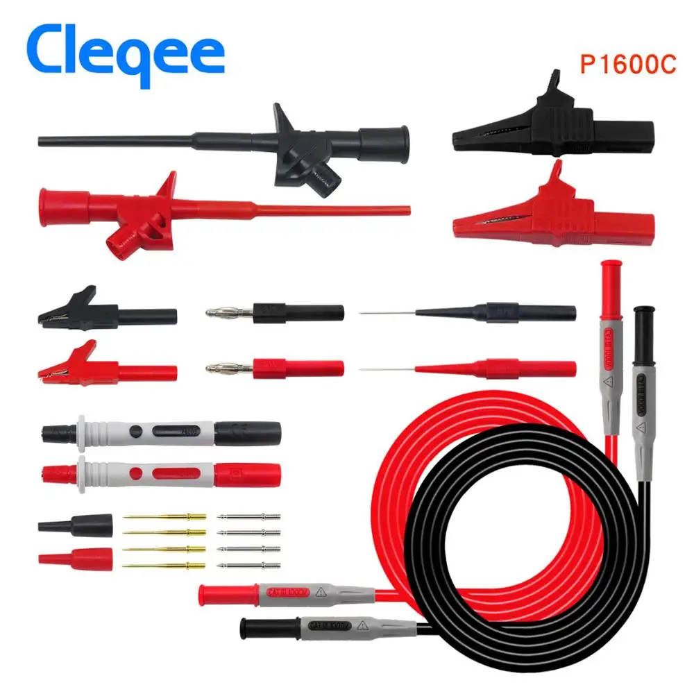 Cleqee P1600C/D/E/F сменный мультиметр Пробник набор тестовых проводов автомобильный зонд набор IC тестовый крюк совместим с - Цвет: P1600C
